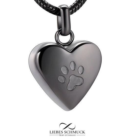 KINGWHYTE Collana Urna A Forma Di Zampa Di Cane, Argento 925, Con Ciondolo A Cuore Blu E Cristallo, Per Ceneri, Con Imbuto