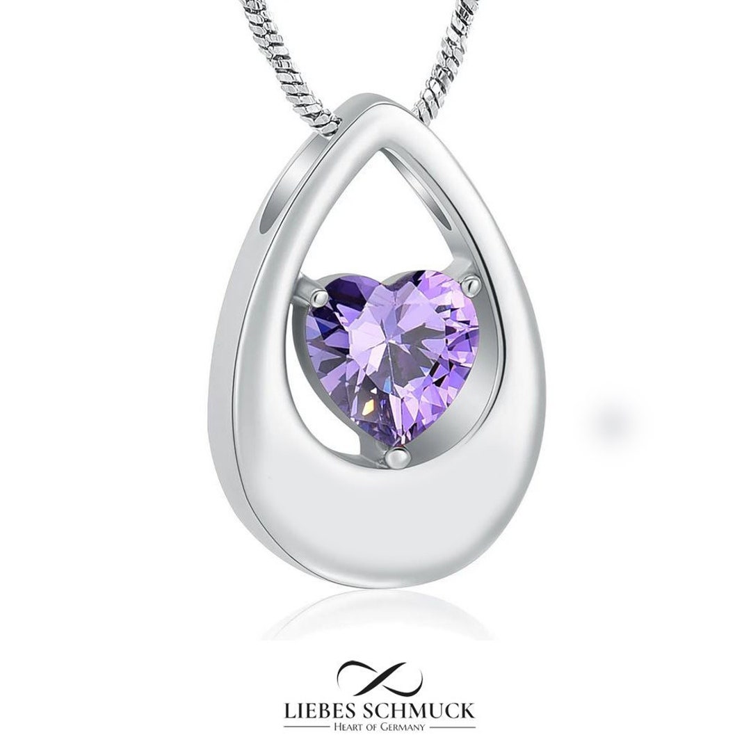 Urn Necklace Tears With Crystal Heart Cremation Jewelry for Ashes of ...