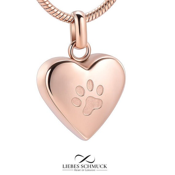 Collana con urna funeraria con impronta di zampa di cane: argento sterling e acciaio inossidabile, incisione personalizzata - Memoriale per animali domestici - Italia