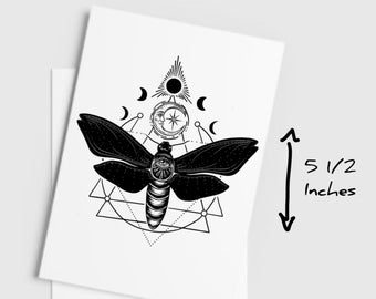Large Temporary Tattoo | 4 or 5.5 in. (Quarter Sleeve / Forearm) | Celestial Moth | Realistic Fake Tattoo