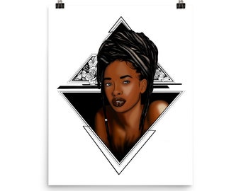 La Jardinière - Tattoo Style Print - Portret / Geometrisch / Bloemen Tattoo Design