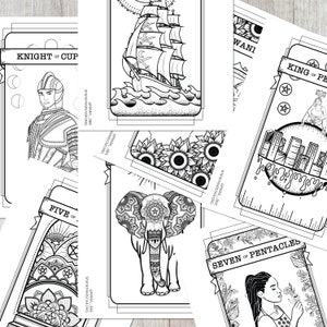 Tarot Coloring Book All 78 Pages Images from the Queer Witch Tarot Deck Digital Download image 3