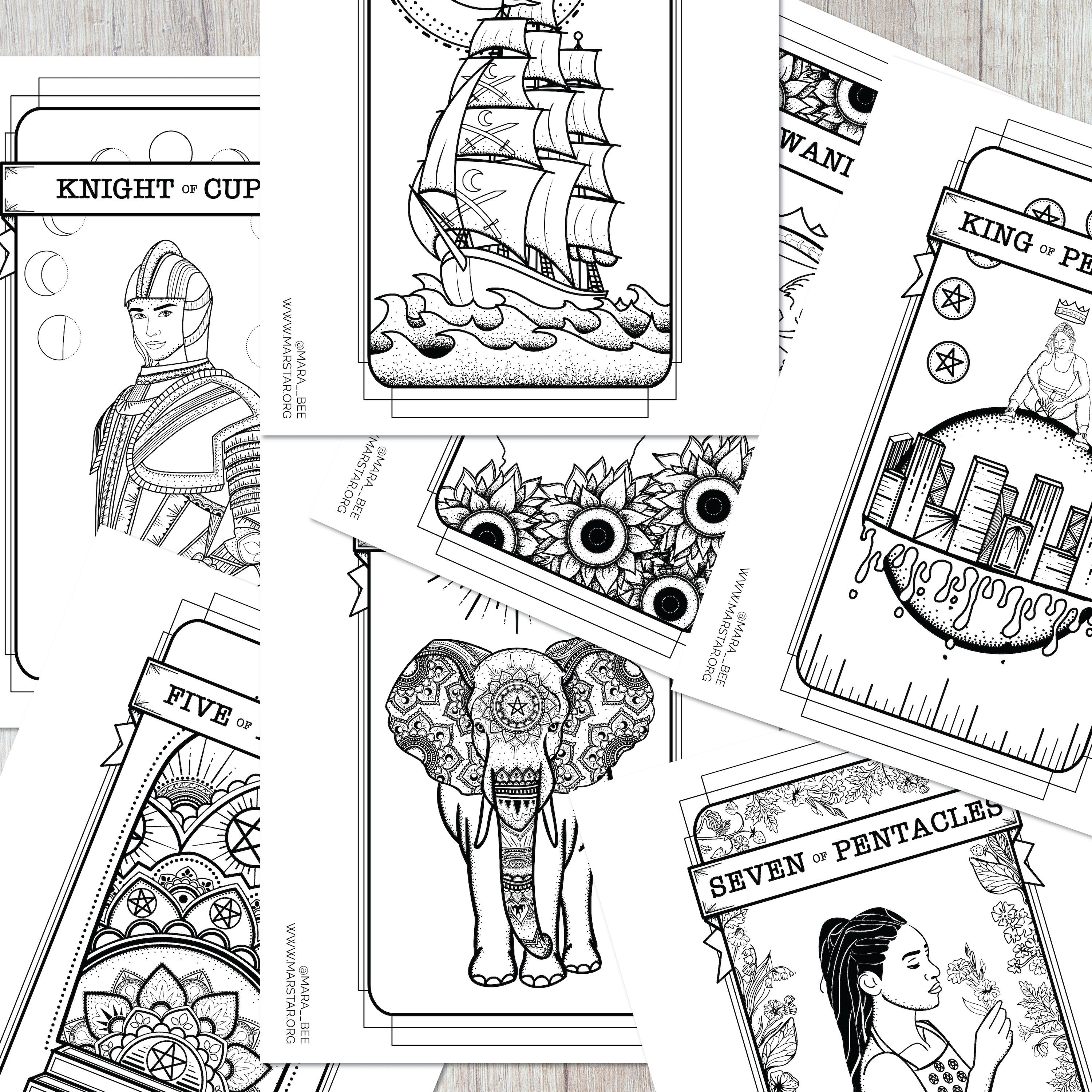 Tarot Coloring Book All 78 Pages Images From the Queer Etsy Australia