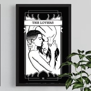 The Lovers Print - Tarot Print de The Queer Witch Tarot Deck - Queer Art - Tattoo Style Tarot