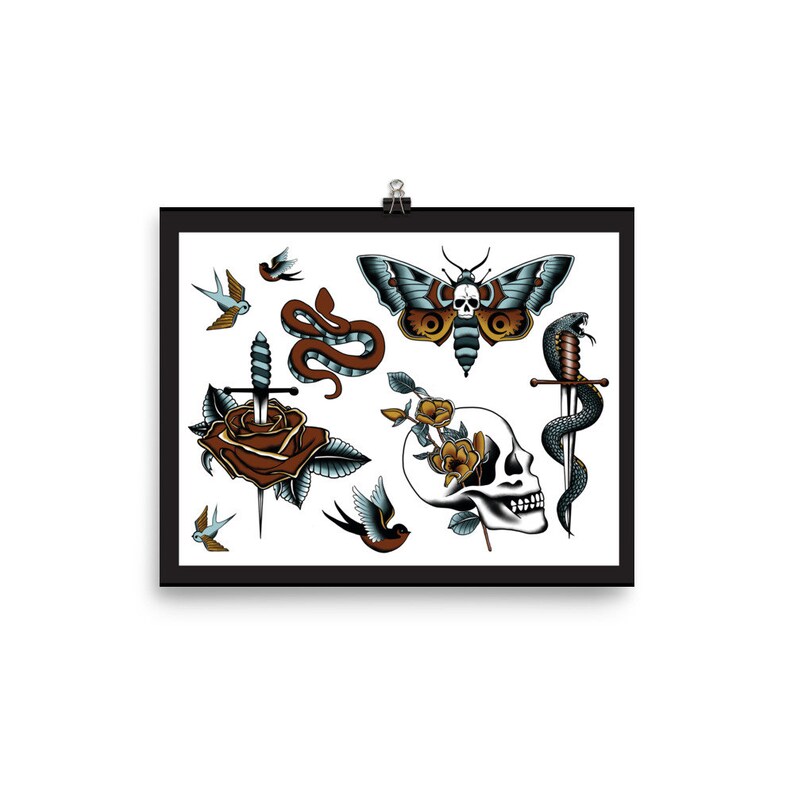 Traditional American Tattoo Flash Sheet - Print - Etsy