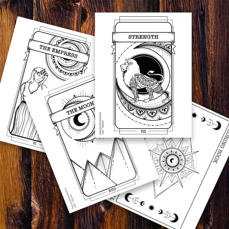 Tarot Coloring Book All 78 Pages Images from the Queer Witch Tarot Deck Digital Download image 5