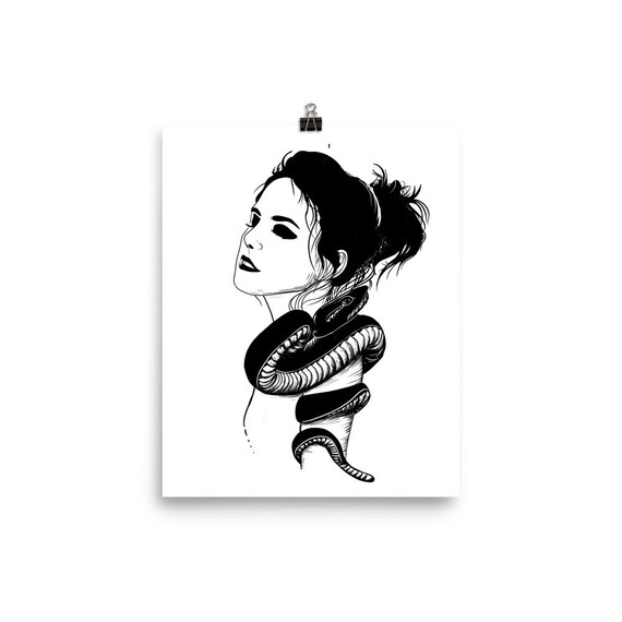 Snake Charmer Tattoo Print Etsy