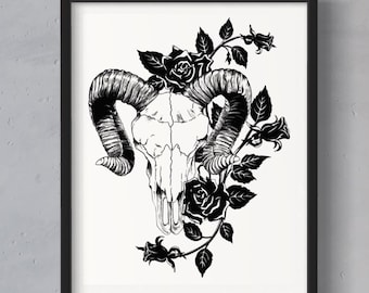 Aries Tattoo Print - Blackwork - 8,5 x 11