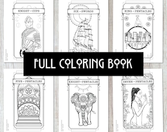 Tarot Coloring Book - All 78 Pages - Images from the Queer Witch Tarot Deck - Digital Download