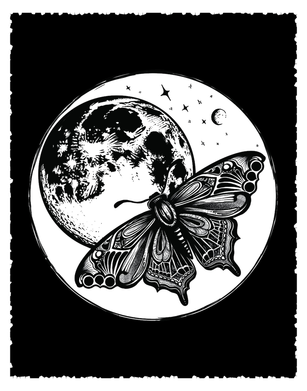 Moth Moon Print - Etsy