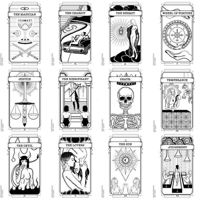 Tarot Coloring Book All 78 Pages Images from the Queer Witch Tarot Deck Digital Download image 7