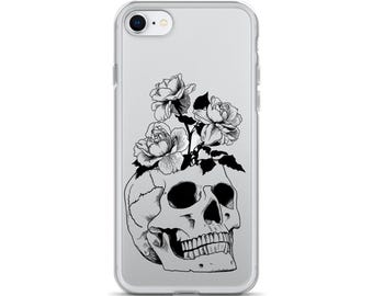 Duidelijk iPhone-hoesje Skull & Flowers