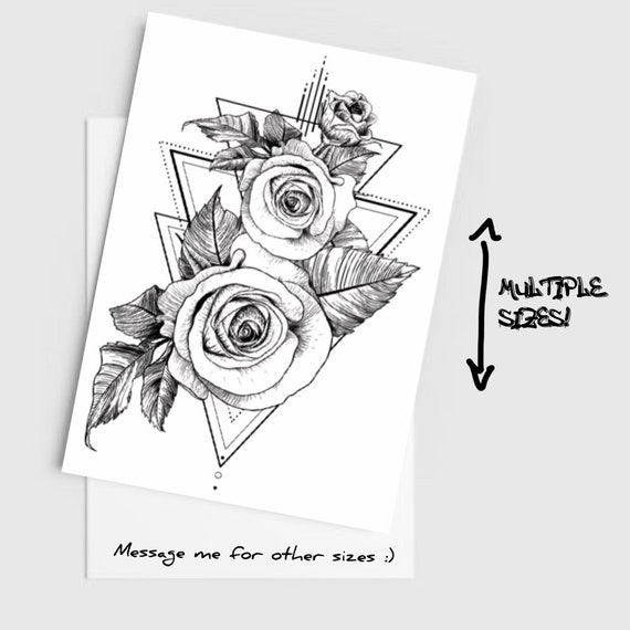 Premium Photo | A black and white rose tattoo design with a geometric frame  generative ai