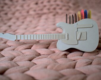 Guitar pick & plectrum holder - 3D printed Fender Telecaster/T-type guitar - cool miniature figurine display gift for guitarist, musician