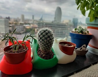 排水穴付きフシギダネプランター - 多肉植物、サボテン、小型植物用の