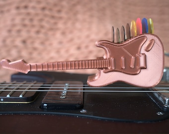 Fender Stratocaster Guitar pick & plectrum holder- 3D printed S-type- cool display and fun useful mini figurine gift for guitarist, musician