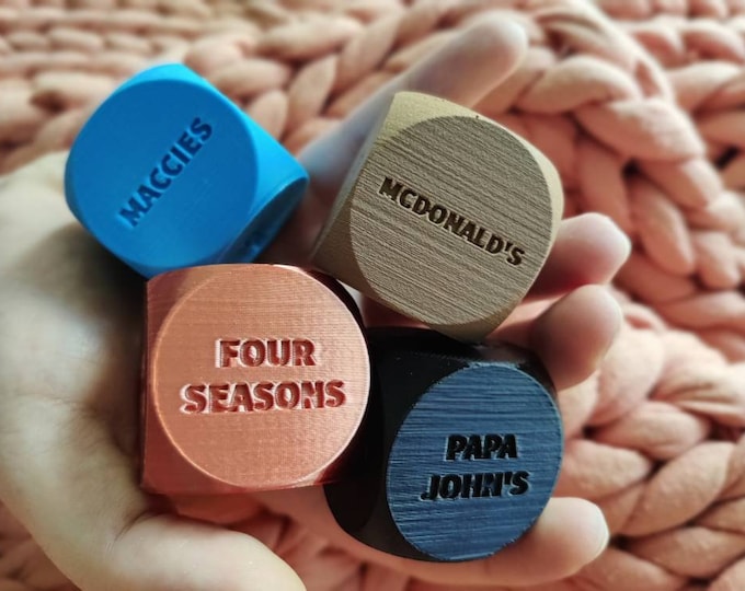 Custom Decision Dice: 3D Printed Personalised Dice for Games, Takeaways & Other Activities