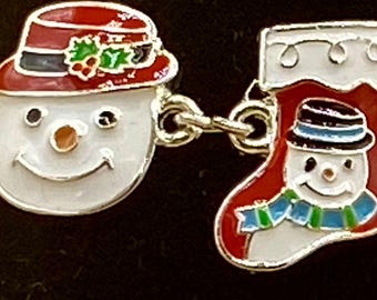 Enamel Christmas Snowman Bracelet with Magnetic Closure