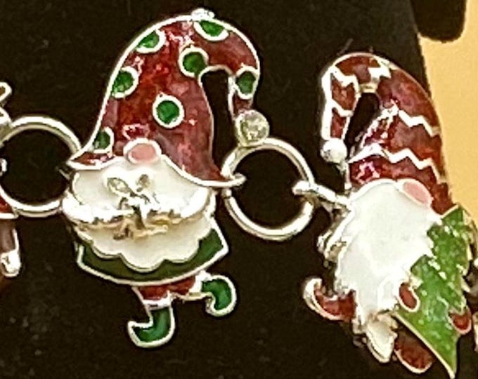 Christmas Enamel Gnomes Bracelet with Magnetic Closure