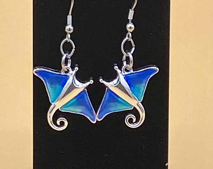 Manta Ray Stingray Earrings Stainless Hook