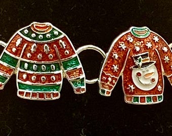 Enamel Ugly Christmas Sweater Bracelet with Magnetic Closure