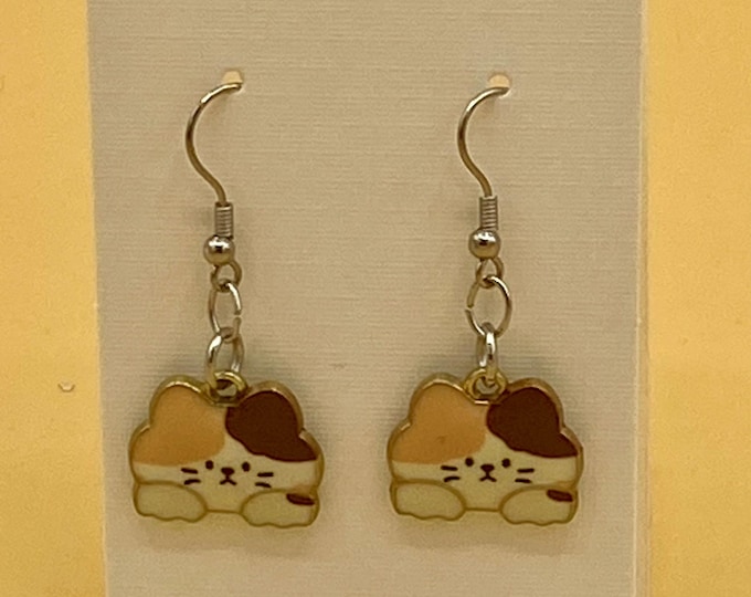 Calico Cat Earrings Stainless Hook
