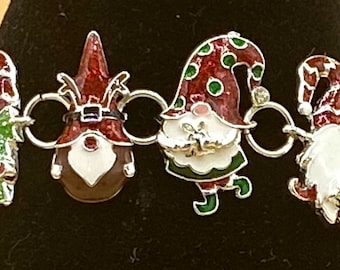Christmas Enamel Gnomes Bracelet with Magnetic Closure