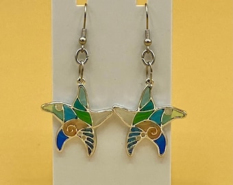 Stain Glass look Starfish Earrings Stainless Hook