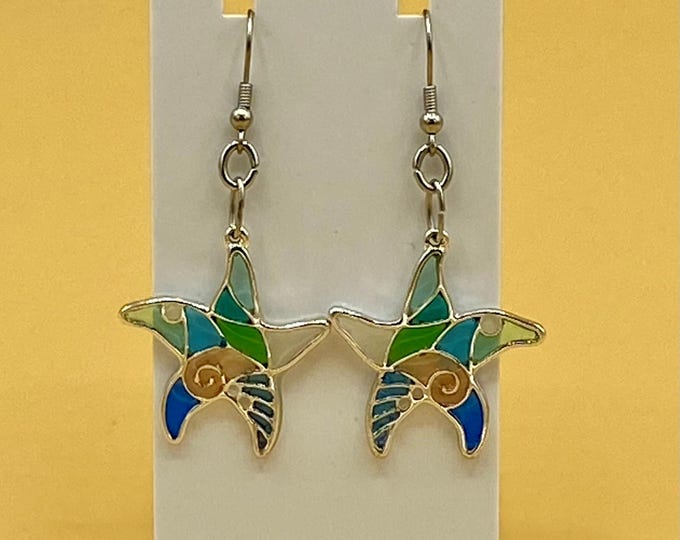 Stain Glass look Starfish Earrings Stainless Hook
