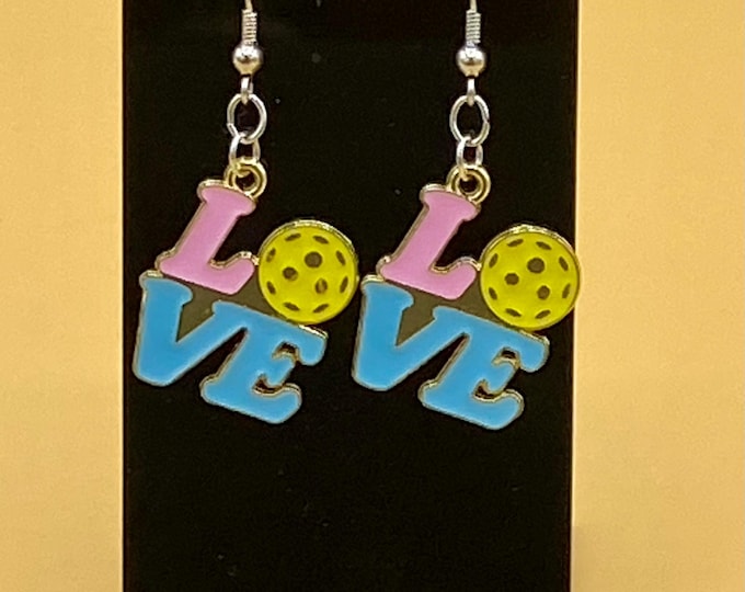 Colorful Enamel Love Pickleball Dangle Lightweight