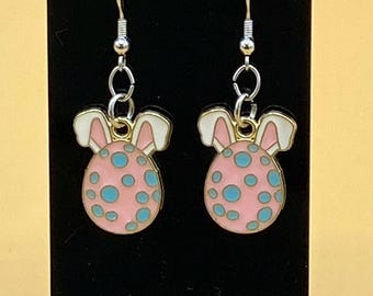 Colorful Easter Day Bunny Egg Earrings Stainless Hook
