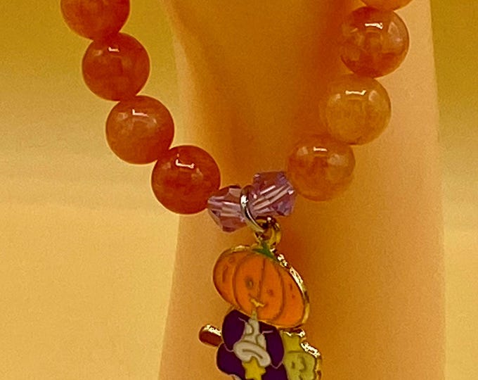 Halloween Stretch Bracelet Pumpkin Witch Charm