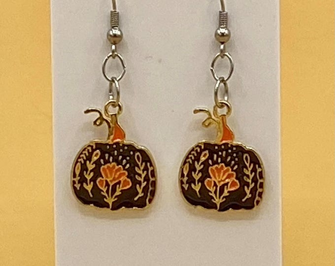 Fall Autumn Pumpkin Earrings Stainless Wire