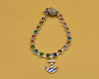 Tropical Beach Crystals Bracelet with Magnetic Closure Anchor