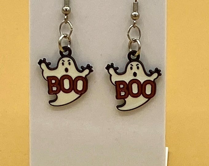Boo Ghost Earrings Halloween Stainless Steel Wire