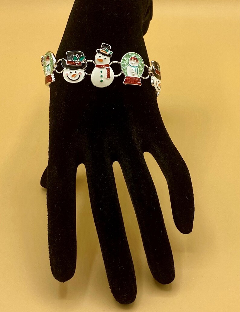 Enamel Christmas Snowman Bracelet With Closure Etsy