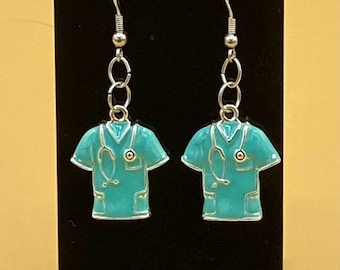 Nurse Scrubs Earrings Stainless Hook Green
