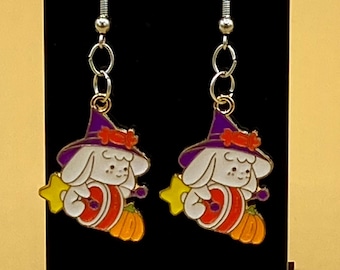 White Bunny Witch Earrings Stainless Wire
