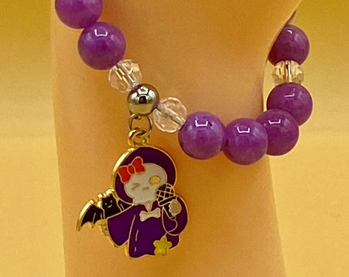 Purple Jade Grim Reaper Bracelet Halloween Gothic
