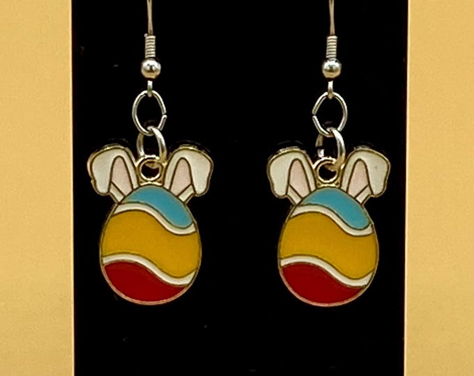 Colorful Easter Day Bunny Egg Earrings Stainless Hook