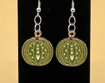 Green Pumpkin Earrings Stainless Wire