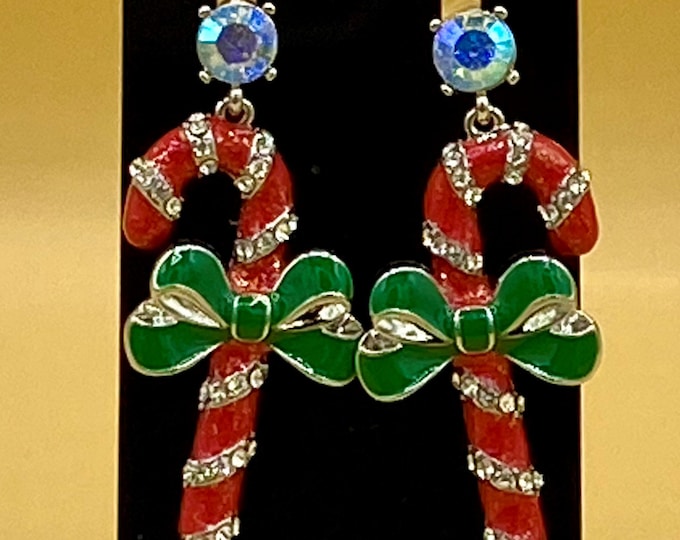 Candy Cane Christmas Earrings Stainless Steel Post