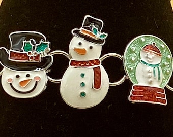 Enamel Christmas Snowman Bracelet with Magnetic Closure