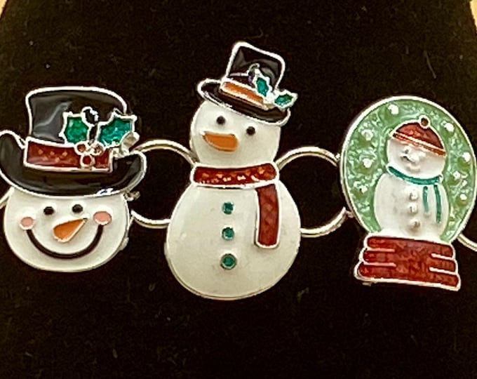Enamel Christmas Snowman Bracelet with Magnetic Closure