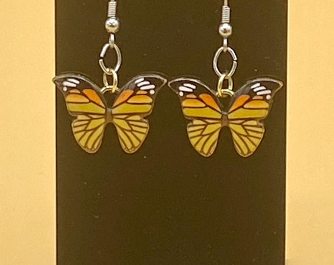 Yellow Butterfly Earrings Stainless Hook
