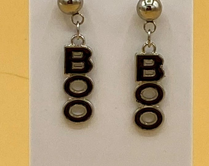 BOO Enamel Stud Earrings Halloween