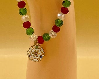 Christmas Crystal Snowflake Stretch Bracelet