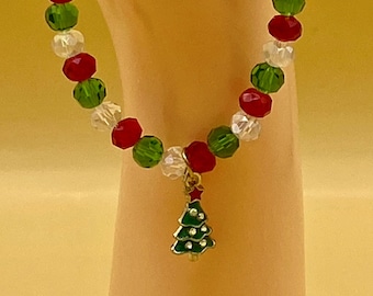 Crystal Christmas Tree Stretch Bracelet
