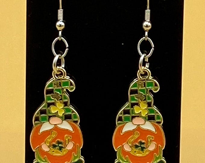 St Patrick's Day Gnome Earrings Stainless Hook