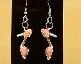 Retro Pink High Heel Earrings Stainless Hook